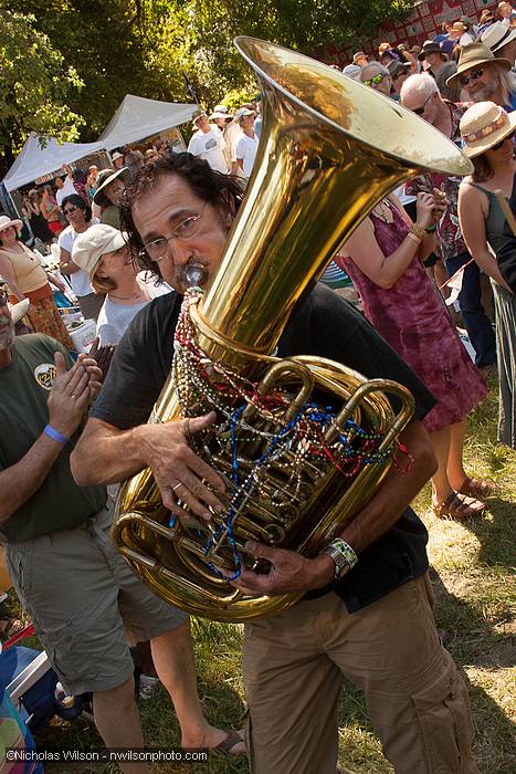 Freebo sitting in on tuba with Preservation Hall Jazz Band from New Orleans