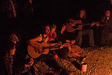 The campfire song circle by the river runs late into the night Friday and Saturday, with everyone sharing songs, stories and poems.