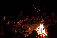 The campfire song circle by the river runs late into the night Friday and Saturday, with everyone sharing songs, stories and poems.