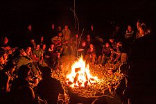 The campfire song circle by the river runs late into the night Friday and Saturday, with everyone sharing songs, stories and poems.