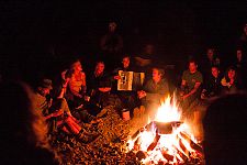 The campfire song circle by the river runs late into the night Friday and Saturday, with everyone sharing songs, stories and poems.