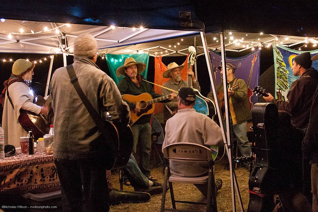 Late night jam at a Riverside campsite.