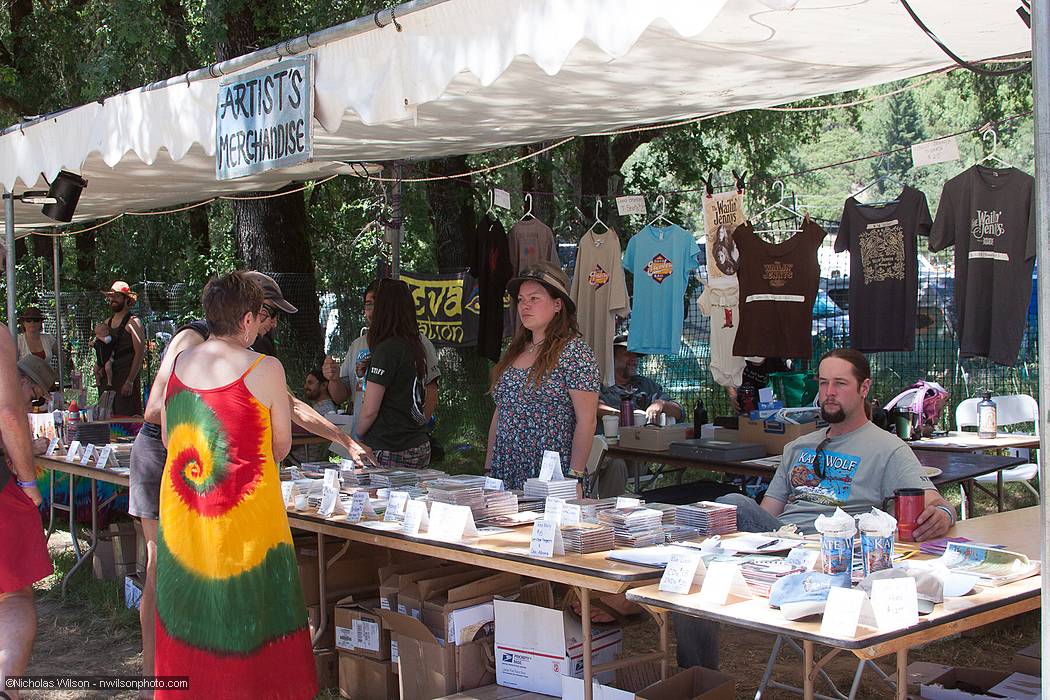 The Artist's Merchandise booth sells performers' CDs, T-shirts, etc.