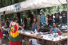 The Artist's Merchandise booth sells performers' CDs, T-shirts, etc.