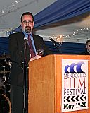 Mendocino Film Festival President and Founder Keith Brandman at the podium during the Opening Reception.