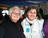 Nationally known folksinger Ronnie Gilbert, left, attended the opening reception. She was a member of the original Weavers with Pete Seeger, and now lives on the Mendocino Coast. Welcome Ronnie! With her is Lorrie LePaul.