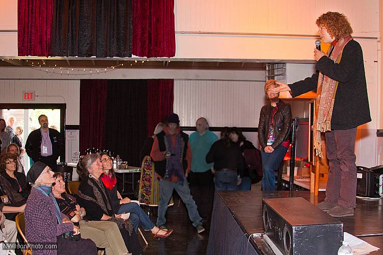 Filmaker Cass Warner answers questions after the showing of her film "The Brothers Warner"