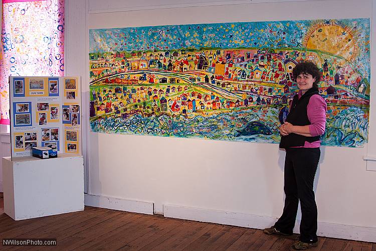 Artist Janet Self curated the art exhibit at Mendocino Film Festival headquarters at Odd Fellows Hall.