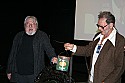 After a screening of "Paper Moon" at the inaugural Mendocino Film Festival in May, 2006, cinematographer Laszlo Kovacs laughs when his gaffer of 35 years Rich Aguilar shows an old peach can he used as an improvised lighting instrument when shooting the film.