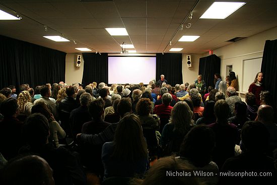 St. Anthony's parish hall was jammed for a showing of Genghis Blues.