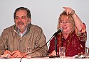 Chuck Braverman and Pat Ferrero during a panel discussion on Activism and Distribution.
