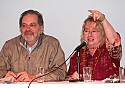 Chuck Braverman and Pat Ferrero during a panel discussion on Activism and Distribution.