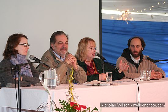 Panel members Bernadine Mellis, Chuck Braverman, Pat Ferrero and Chris Pilaro talked about Activism and Distribution Saturday morning in the festival tent.