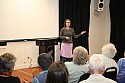 Filmmaker Bernadine Mellis answers audience questions after a showing of The Forest For The Trees at St. Anthony's Hall Saturday evening.