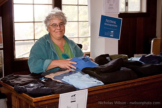 Lisa Weg staffs the merchandise counter for Mendocino Film Festival Take 4 - 2009