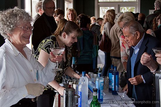 Blue Angel Vodka owner and Mendocino Film Festival sponsor Maurice Kanbar (right) orders a drink at the opening party.