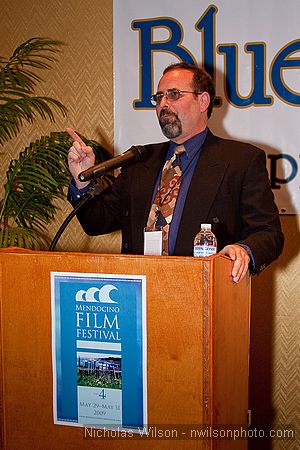 Mendocino Film Festival co-founder and president Keith Brandman takes the podium at the opening party.