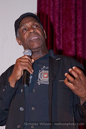 Danny Glover on stage at Crown Hall.