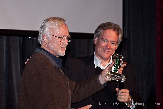 Filmmaker Robert Elfstrom received the Albert Maysles Award for Excellence in Documentary Filmmaking from Jim McCullough