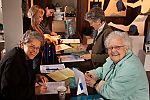 Folk singer/storyteller Ronnie Gilbert gets her tickets from Arlene Moorehead at the Mendocino Film Festival box office