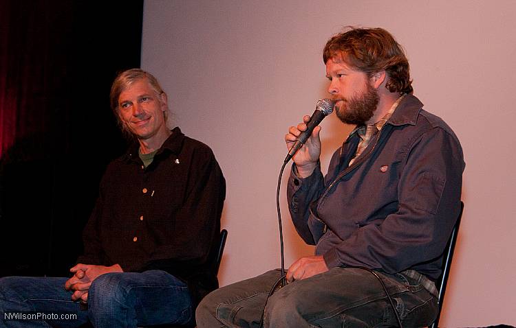 Local beekeepers Seth Rick and Keith Feigin answered audience questions after the showing of "The Silence of the Bees."