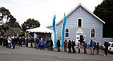 Crown Hall with queue for the shorts program.