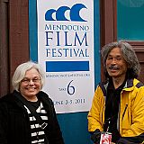 Nancy Kelly and Kenji Yamamoto after the showing of their film "Trust" at Matheson Hall.