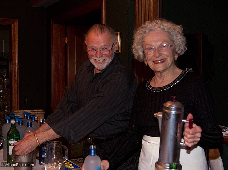 MFF volunteers Garnish and Gai Daly made Blue Angel vodka martinis at the opening night reception at Hill House.