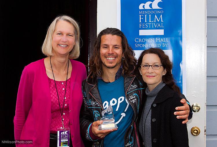 Roko Belic with Ann Walker and Betsy Ford. Belic's film "Happy" won the Best Film For Our Future Award and the Audience Choice Award at the 2011 Mendocino FIlm Festival.