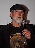 Les Blank takes questions after the showing of "Burden of Dreams" at Crown Hall.