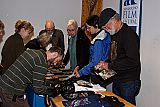 Les Blank's DVD and t-shirt table was busy after the film showing at Matheson Performing Arts Center.