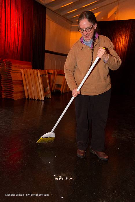 Sweeping up popcorn