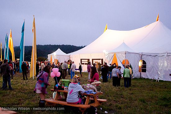 The festival's concert hall is a 16,000 sq. ft. big top tent seating over 800.