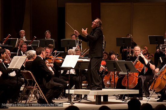 Festival co-founder Allan Pollack conducts the festival orchestra during the opening concert July 10, 2010.