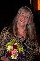 Susan Waterfall with bouquet after her Hallelujah, America program of the 2010 Mendocino Music Festival.