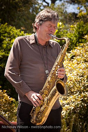 Greg D'Augelli on tenor sax at the Mendocino Coast Botanical Gardens as part of the MMF 2010 Village Chamber Concerts programs