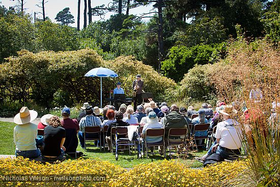 Greg D'Augelli on tenor sax with Grant Levin on piano at the Mendocino Coast Botanical Gardens