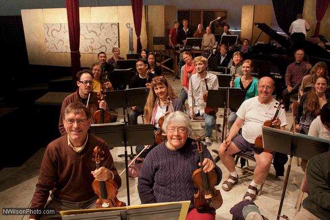 Mendocino Music Festival Orchestra in rehearsal for the final concert of the season.