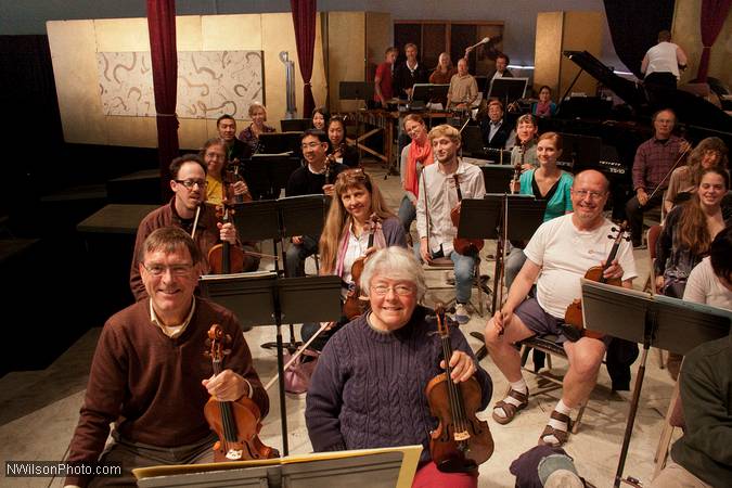 Mendocino Music Festival Orchestra in rehearsal for the final concert of the season.