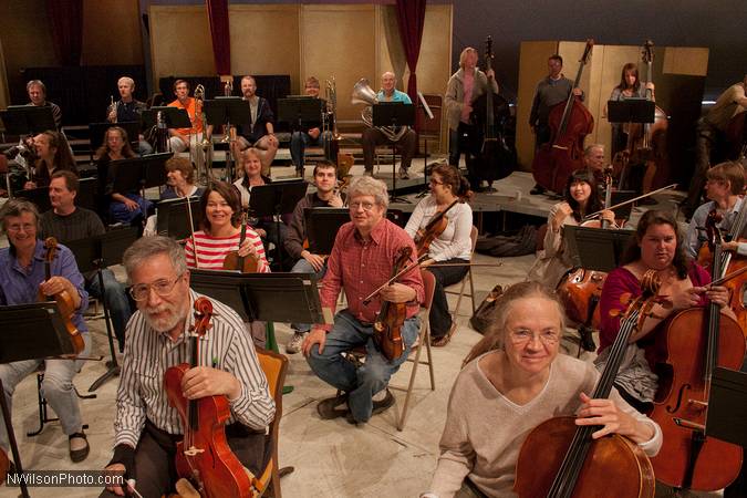 Mendocino Music Festival Orchestra in rehearsal for the final concert of the season.