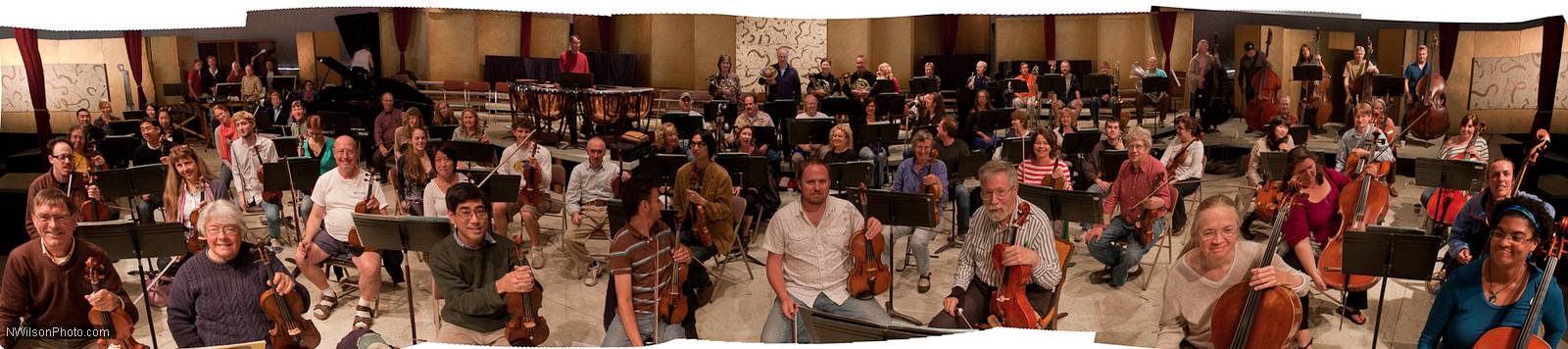 Mendocino Music Festival Orchestra in rehearsal for the final concert of the season.