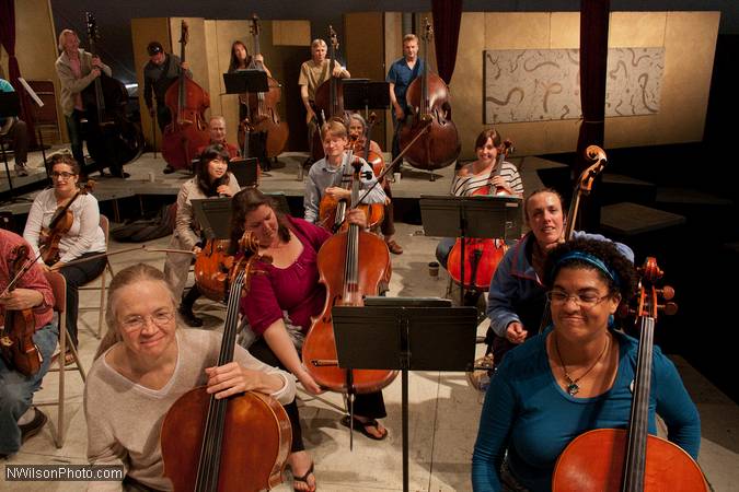 Mendocino Music Festival Orchestra in rehearsal for the final concert of the season.