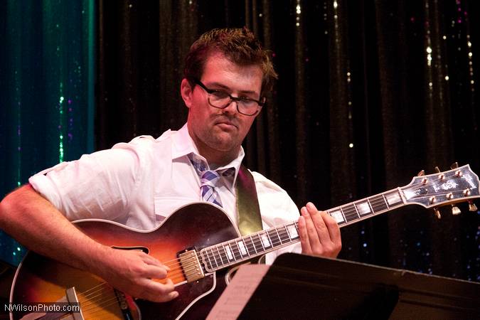 Jazz guitarist John Storie with the Julian Waterfall Pollack quintet.