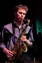 Chase Baird on sax with the Julian Pollack sextet.