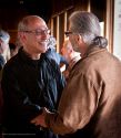 Robert Schwartz greets a friend after the concert at Preston Hall.