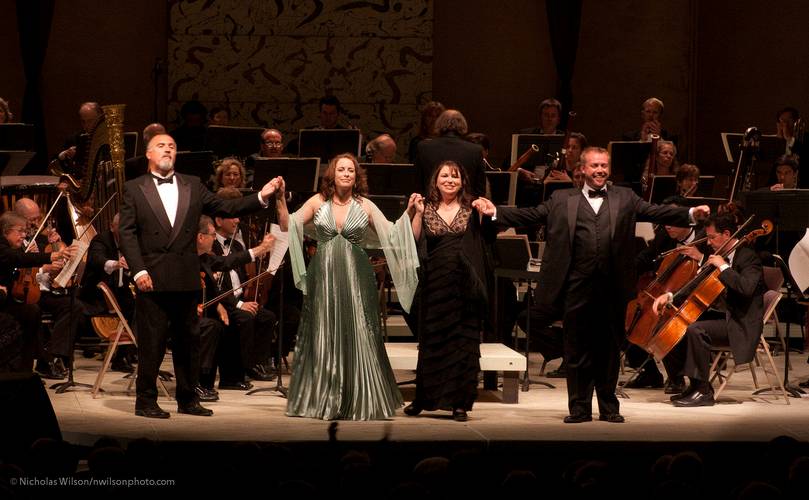 Hector Vasquez, Cynthia Clayton Vasquez, Kathleen Moss and John Pickle take a bow.