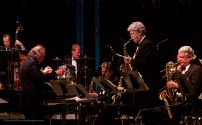 Jim Dukey takes a sax solo with the MMF Big Band.