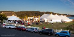 The Mendocino Music Festival 2011 concert hall tent as seen from the Mendocino Hotel balcony just before the Julian Pollack Trio jazz concert July 17, 2011.
