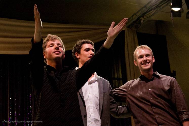 Julian blows a kiss to the audience after a standing ovation .