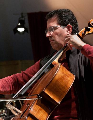 Stephen Harrison, Principal Cello, in rehearsal for the final concert.